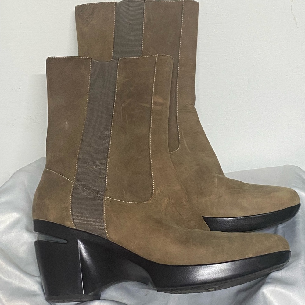 Cole Haan Womens Brown Leather Wedge Stretch Ankle Boots 8.5